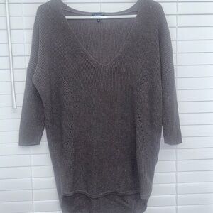 V-Neck Cozy Knit Sweater - Gray